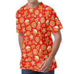 Xmas Gingerbread Pattern Print Men's Velvet T-Shirt