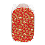 Xmas Gingerbread Pattern Print Mesh Laundry Hamper