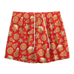 Xmas Gingerbread Pattern Print Mesh Shorts