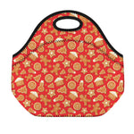 Xmas Gingerbread Pattern Print Neoprene Lunch Bag