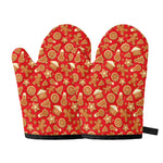 Xmas Gingerbread Pattern Print Oven Mitts