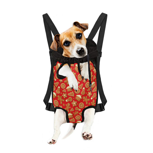 Xmas Gingerbread Pattern Print Pet Carrier Backpack