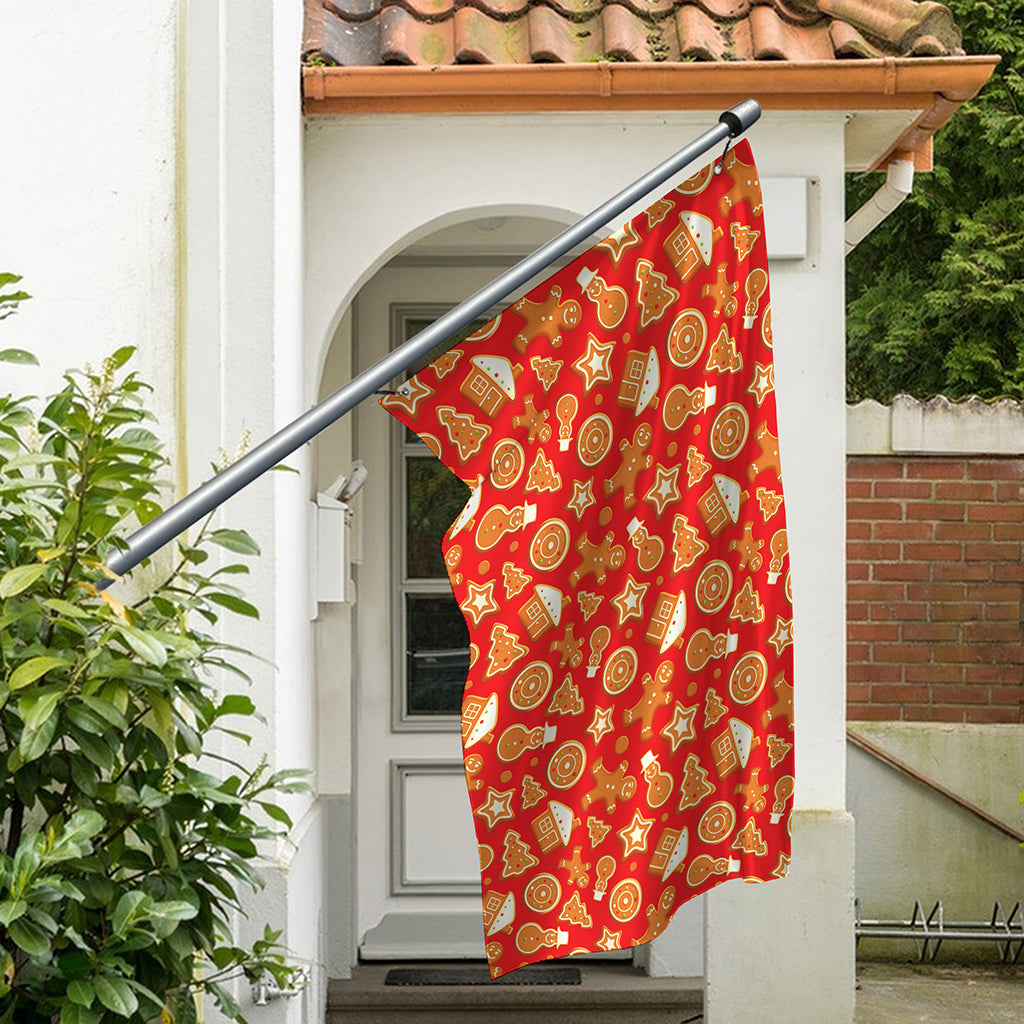 Xmas Gingerbread Pattern Print Polyester Flag