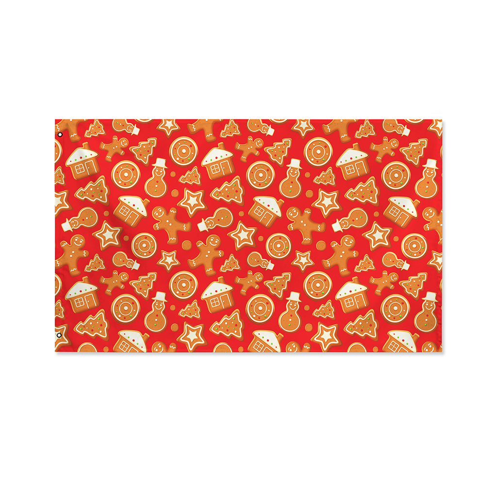 Xmas Gingerbread Pattern Print Polyester Flag