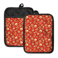 Xmas Gingerbread Pattern Print Pot Holders With Pocket