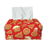Xmas Gingerbread Pattern Print Rectangle Tissue Box Cover