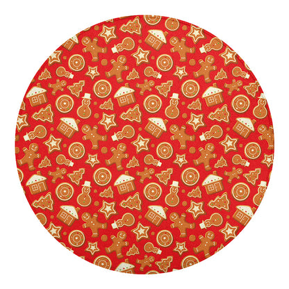 Xmas Gingerbread Pattern Print Round Blanket
