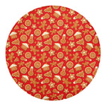 Xmas Gingerbread Pattern Print Round Blanket