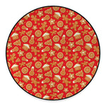 Xmas Gingerbread Pattern Print Round Floor Mat