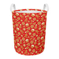 Xmas Gingerbread Pattern Print Round Laundry Basket