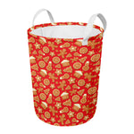 Xmas Gingerbread Pattern Print Round Laundry Basket