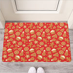 Xmas Gingerbread Pattern Print Rubber Doormat