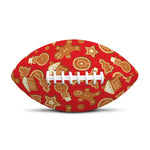 Xmas Gingerbread Pattern Print Rugby Ball