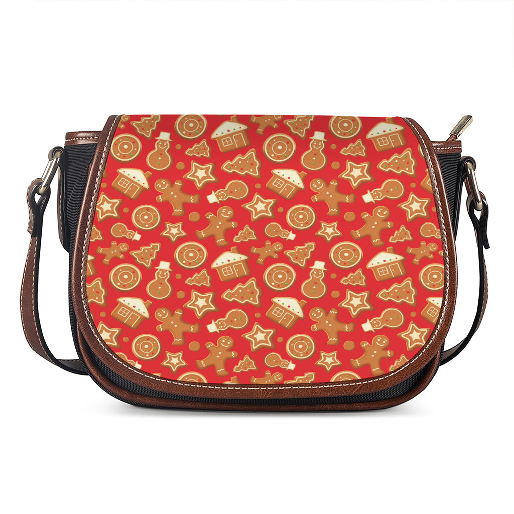 Xmas Gingerbread Pattern Print Saddle Bag