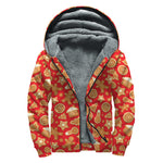 Xmas Gingerbread Pattern Print Sherpa Lined Zip Up Hoodie