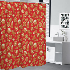 Xmas Gingerbread Pattern Print Shower Curtain