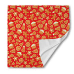 Xmas Gingerbread Pattern Print Silk Bandana