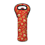 Xmas Gingerbread Pattern Print Single Neoprene Wine Tote