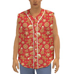 Xmas Gingerbread Pattern Print Sleeveless Baseball Jersey