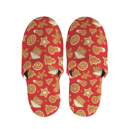 Xmas Gingerbread Pattern Print Slippers