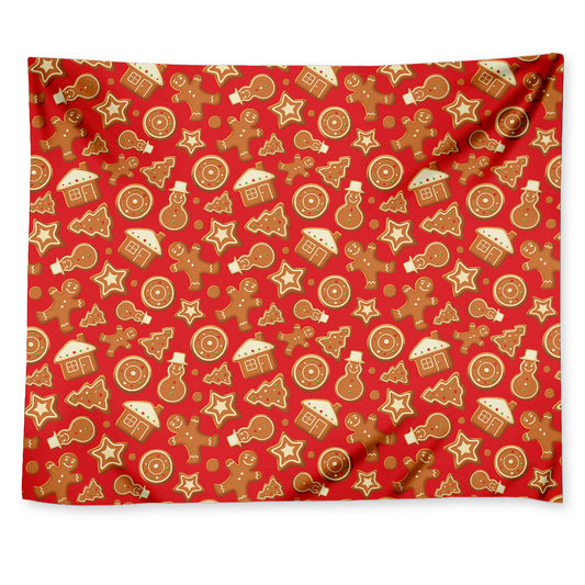 Xmas Gingerbread Pattern Print Tapestry