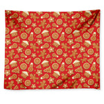Xmas Gingerbread Pattern Print Tapestry