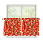Xmas Gingerbread Pattern Print Tier Curtains