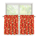 Xmas Gingerbread Pattern Print Tier Curtains