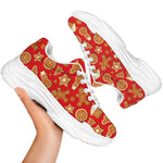 Xmas Gingerbread Pattern Print White Chunky Shoes