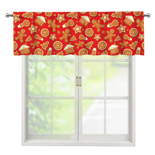 Xmas Gingerbread Pattern Print Window Valance