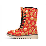 Xmas Gingerbread Pattern Print Winter Boots
