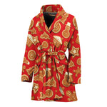 Xmas Gingerbread Pattern Print Women's Bathrobe