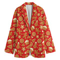 Xmas Gingerbread Pattern Print Women's Blazer