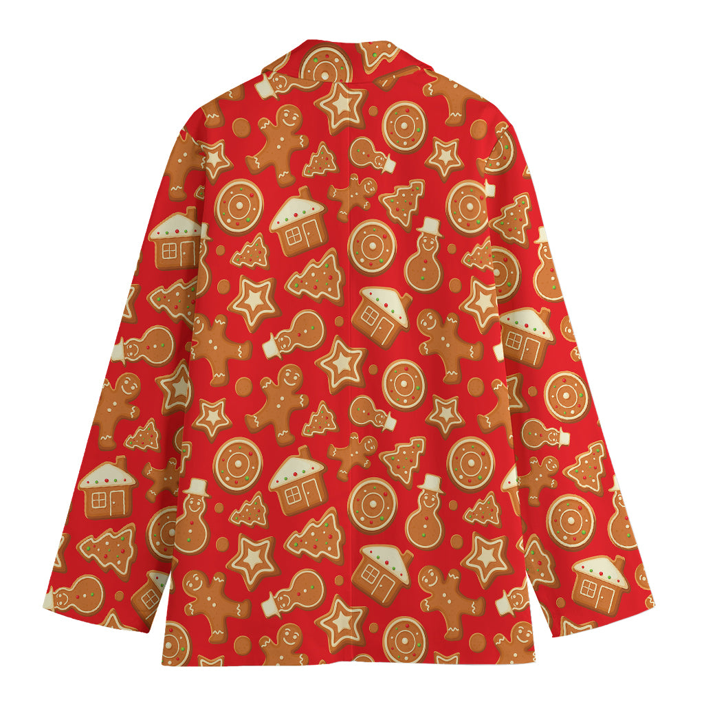 Xmas Gingerbread Pattern Print Women's Blazer