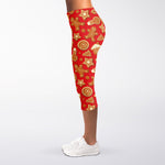 Xmas Gingerbread Pattern Print Women's Capri Leggings