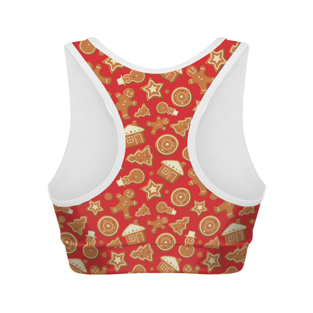 Xmas Gingerbread Pattern Print Women's Sports Bra