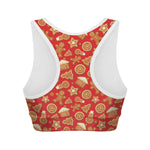 Xmas Gingerbread Pattern Print Women's Sports Bra
