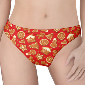 Xmas Gingerbread Pattern Print Women's Thong