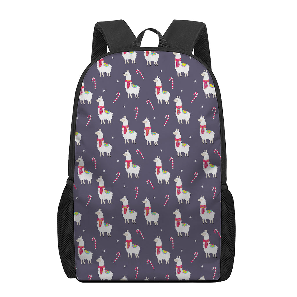 Xmas Llama Pattern Print 17 Inch Backpack