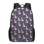 Xmas Llama Pattern Print 17 Inch Backpack
