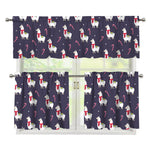 Xmas Llama Pattern Print 3 Piece Kitchen Curtains