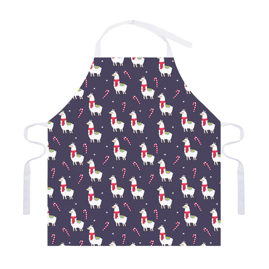 Xmas Llama Pattern Print Adjustable Apron