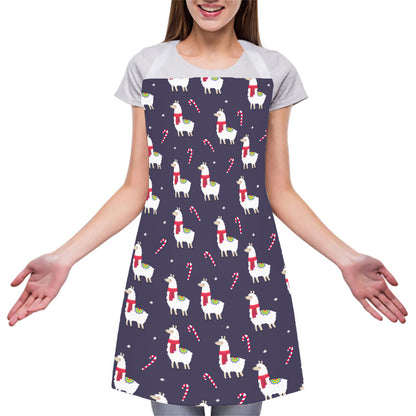 Xmas Llama Pattern Print Adjustable Apron