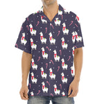 Xmas Llama Pattern Print Aloha Shirt