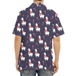 Xmas Llama Pattern Print Aloha Shirt