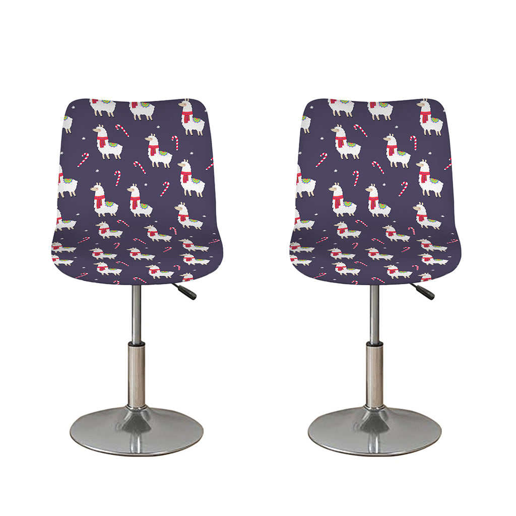 Xmas Llama Pattern Print Bar Stool Covers