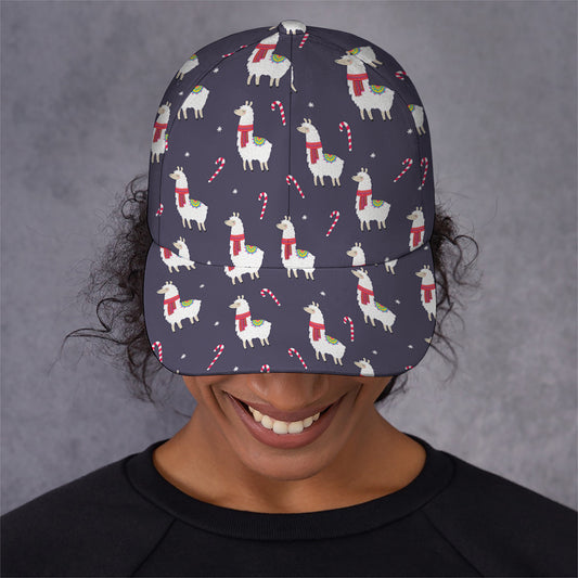 Xmas Llama Pattern Print Baseball Cap