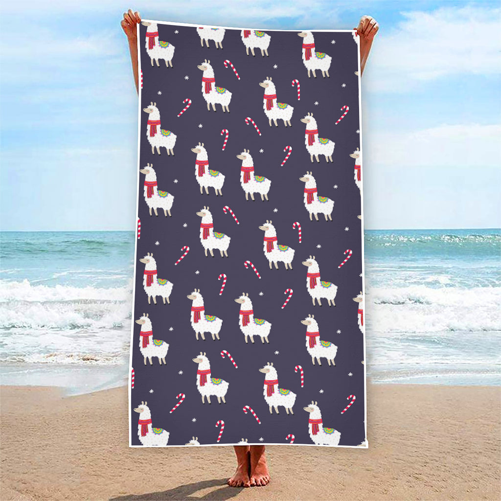 Xmas Llama Pattern Print Beach Towel