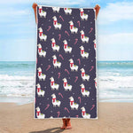 Xmas Llama Pattern Print Beach Towel