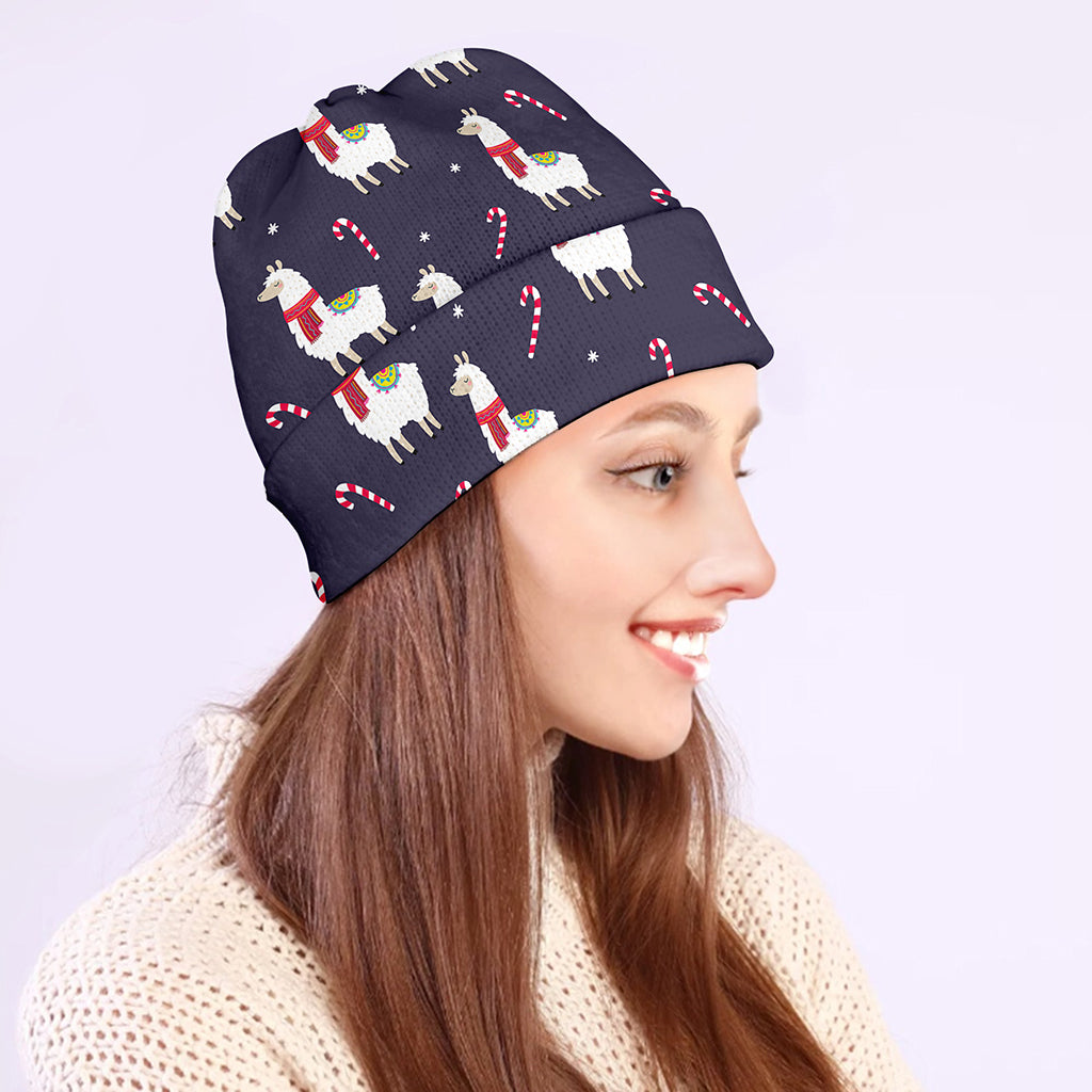 Xmas Llama Pattern Print Beanie